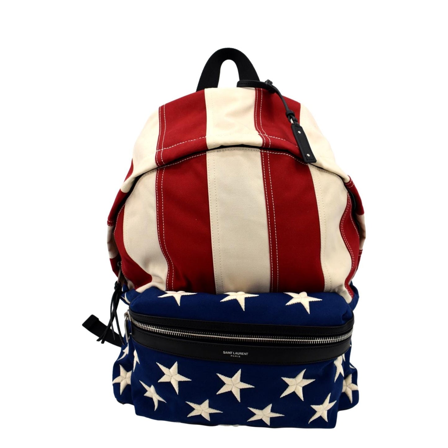 SAINT LAURENT American Flag Canvas Backpack Bag Red