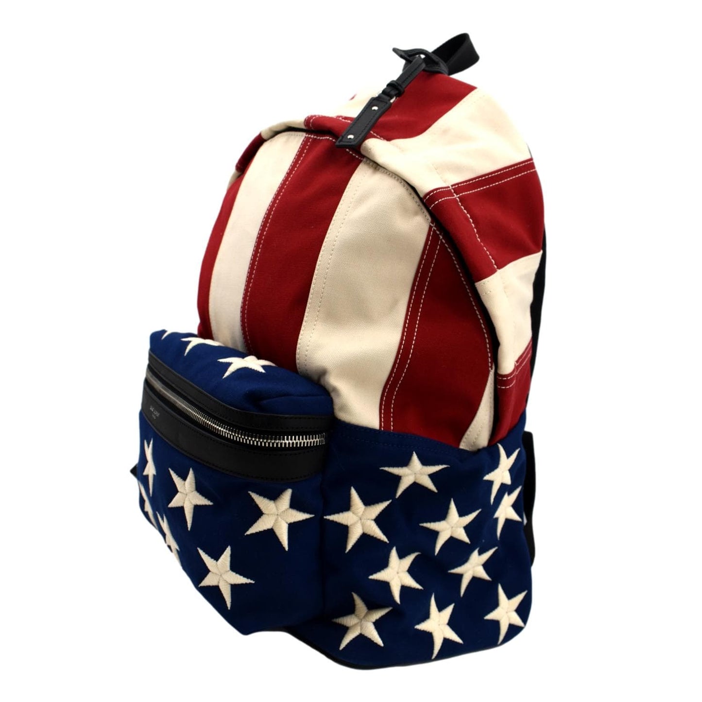 SAINT LAURENT American Flag Canvas Backpack Bag Red