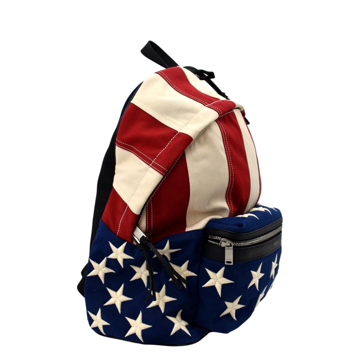 SAINT LAURENT American Flag Canvas Backpack Bag Red