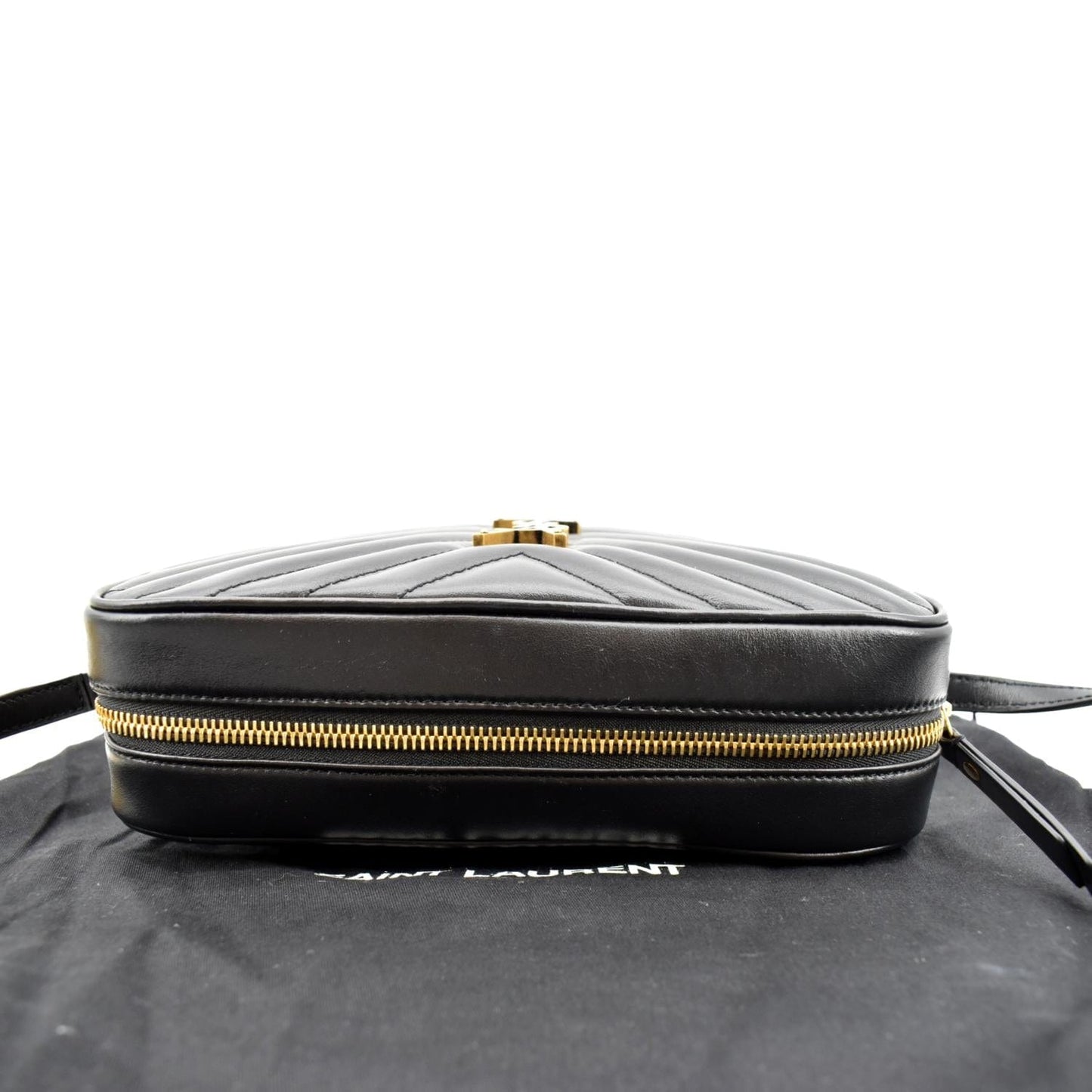 SAINT LAURENT Lou Camera Chevron Leather Crossbody Bag Black