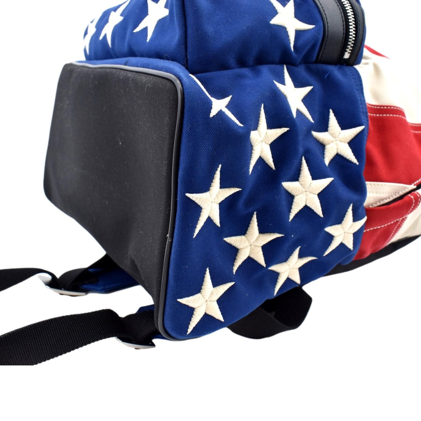 SAINT LAURENT American Flag Canvas Backpack Bag Red