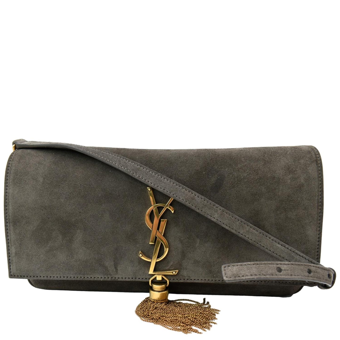SAINT LAURENT Kate 99 Suede Shoulder Bag Dark Brown