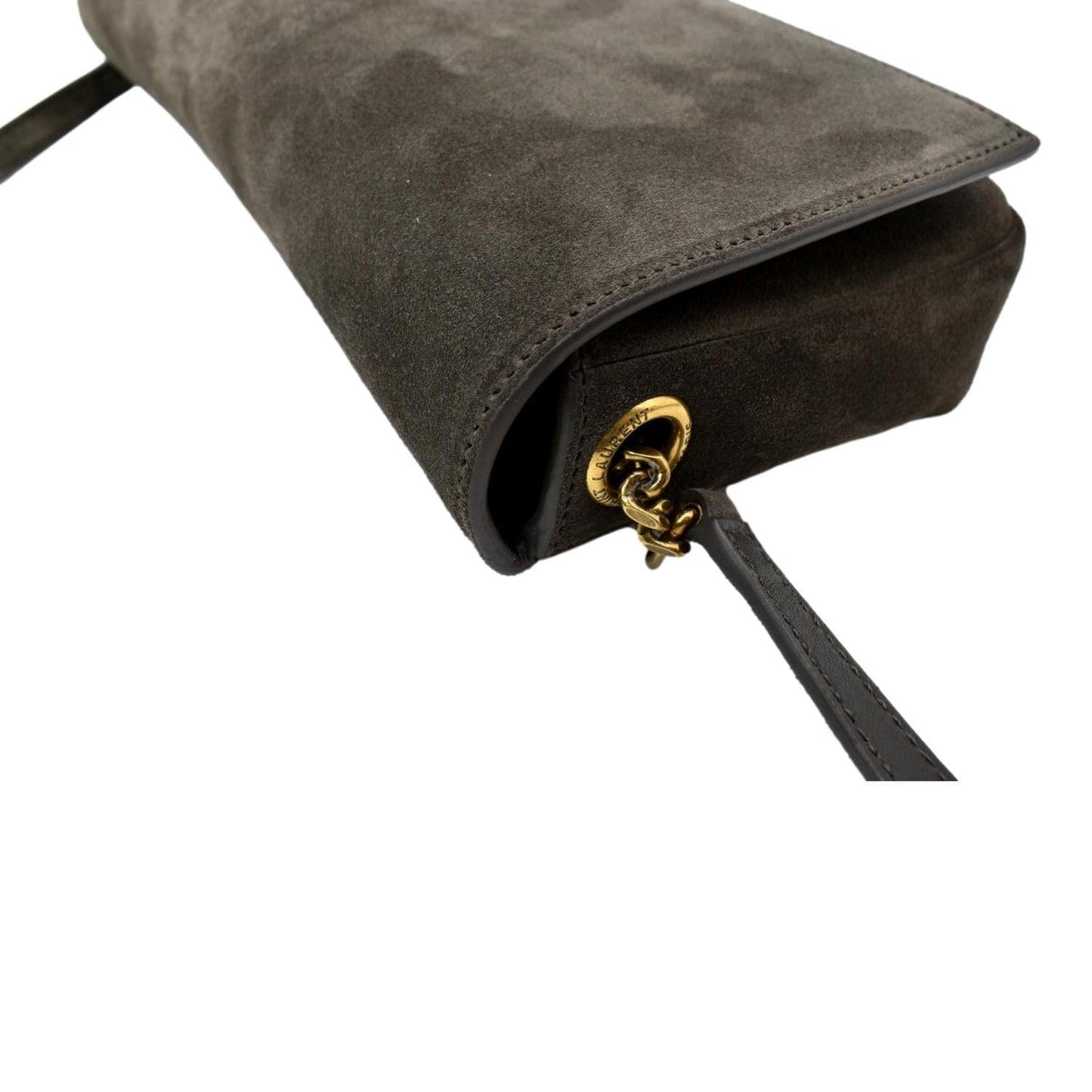 SAINT LAURENT Kate 99 Suede Shoulder Bag Dark Brown
