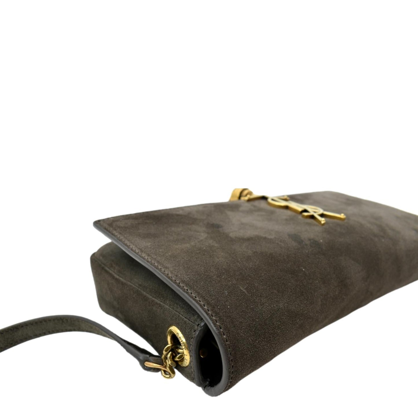 SAINT LAURENT Kate 99 Suede Shoulder Bag Dark Brown