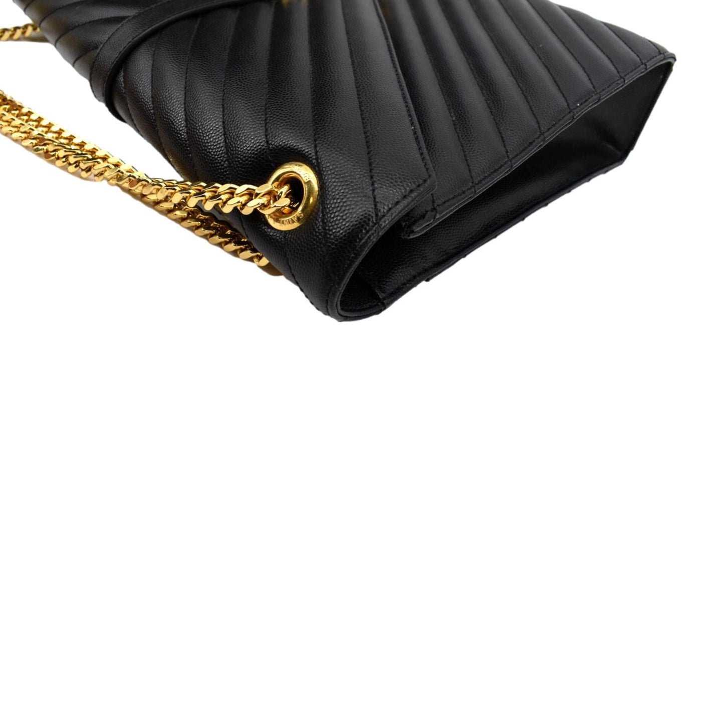 SAINT LAURENT Large Envelope Mix Matelasse Grain De Poudre Chain Shoulder Bag Black