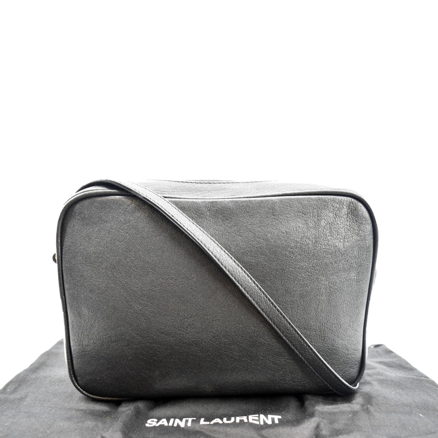 SAINT LAURENT Leather Camera Crossbody Bag Black