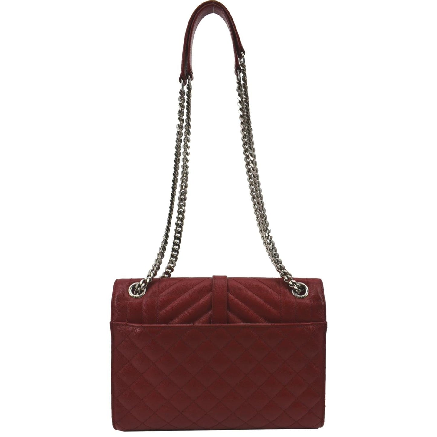 SAINT LAURENT Envelope Flap Matelasse Leather Shoulder Bag Red