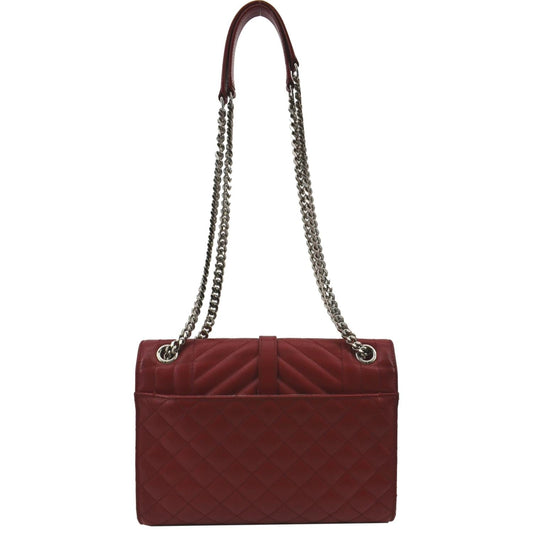 SAINT LAURENT Envelope Flap Matelasse Leather Shoulder Bag Red