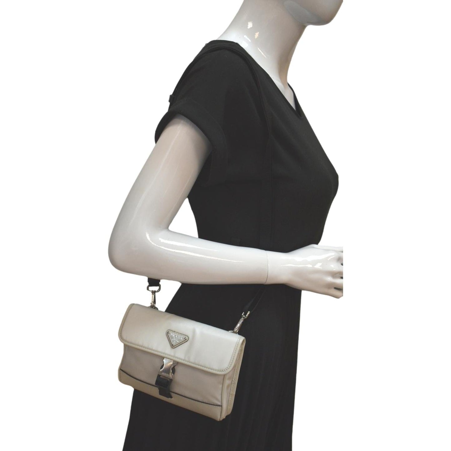 PRADA Re-Nylon Saffiano Leather Smartphone Case Shoulder Bag White