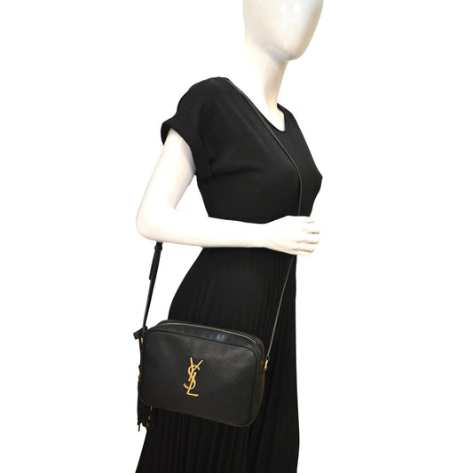 SAINT LAURENT Leather Camera Crossbody Bag Black