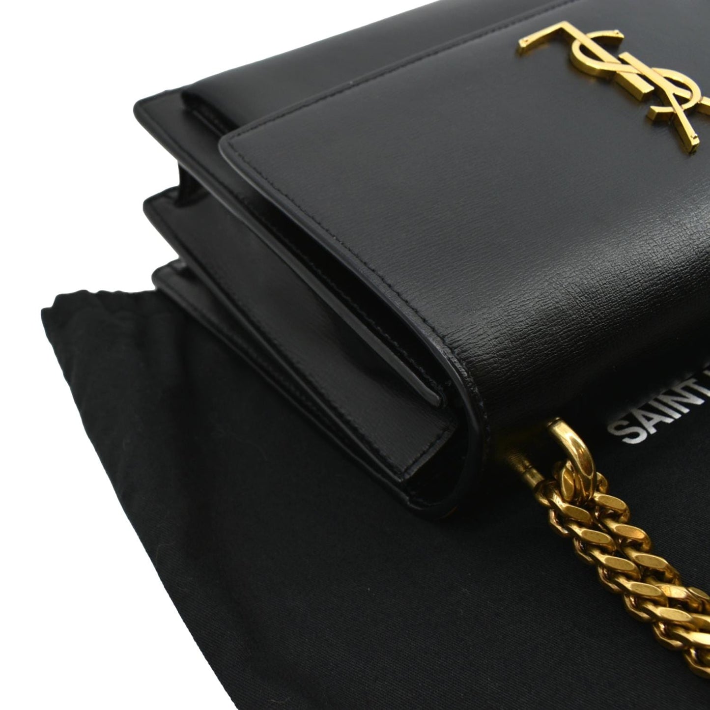 SAINT LAURENT Monogram Sunset Medium Leather Shoulder Bag Black