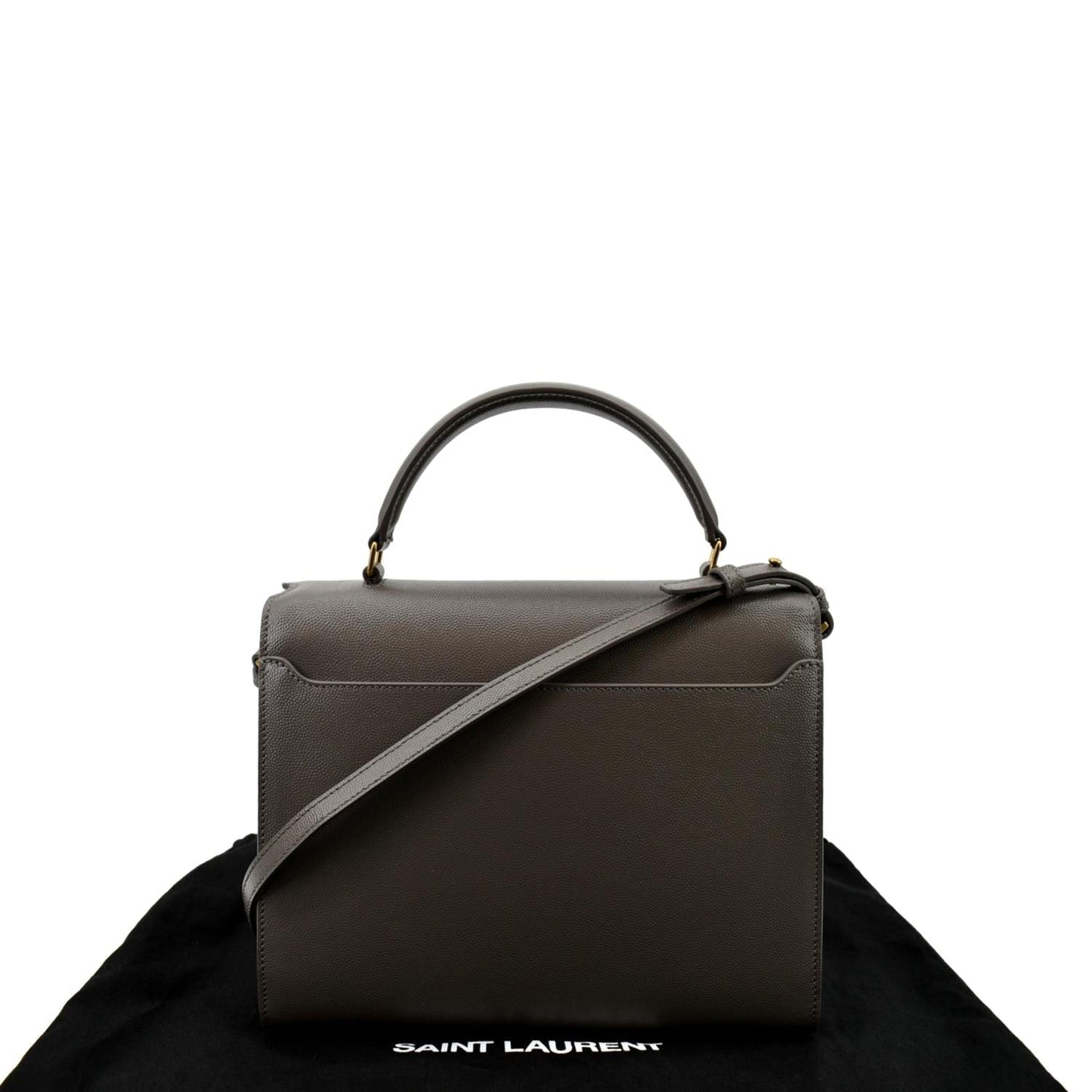 SAINT LAURENT Cassandra Medium Calfskin Leather Shoulder Bag Fog