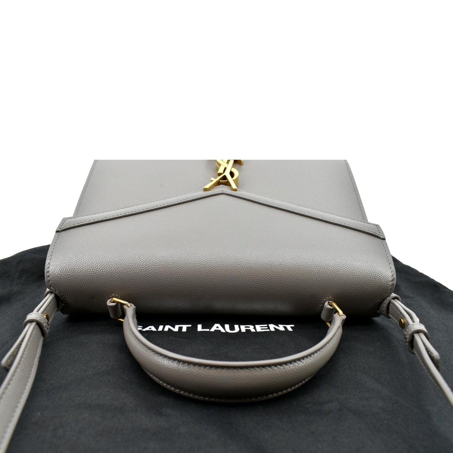 SAINT LAURENT Cassandra Medium Calfskin Leather Shoulder Bag Fog