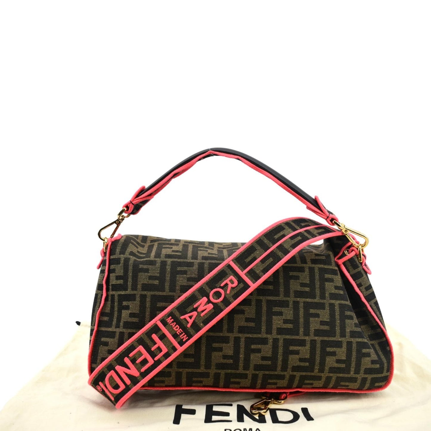 FENDI Zucchino Print Canvas Shopping Tote Bag Black