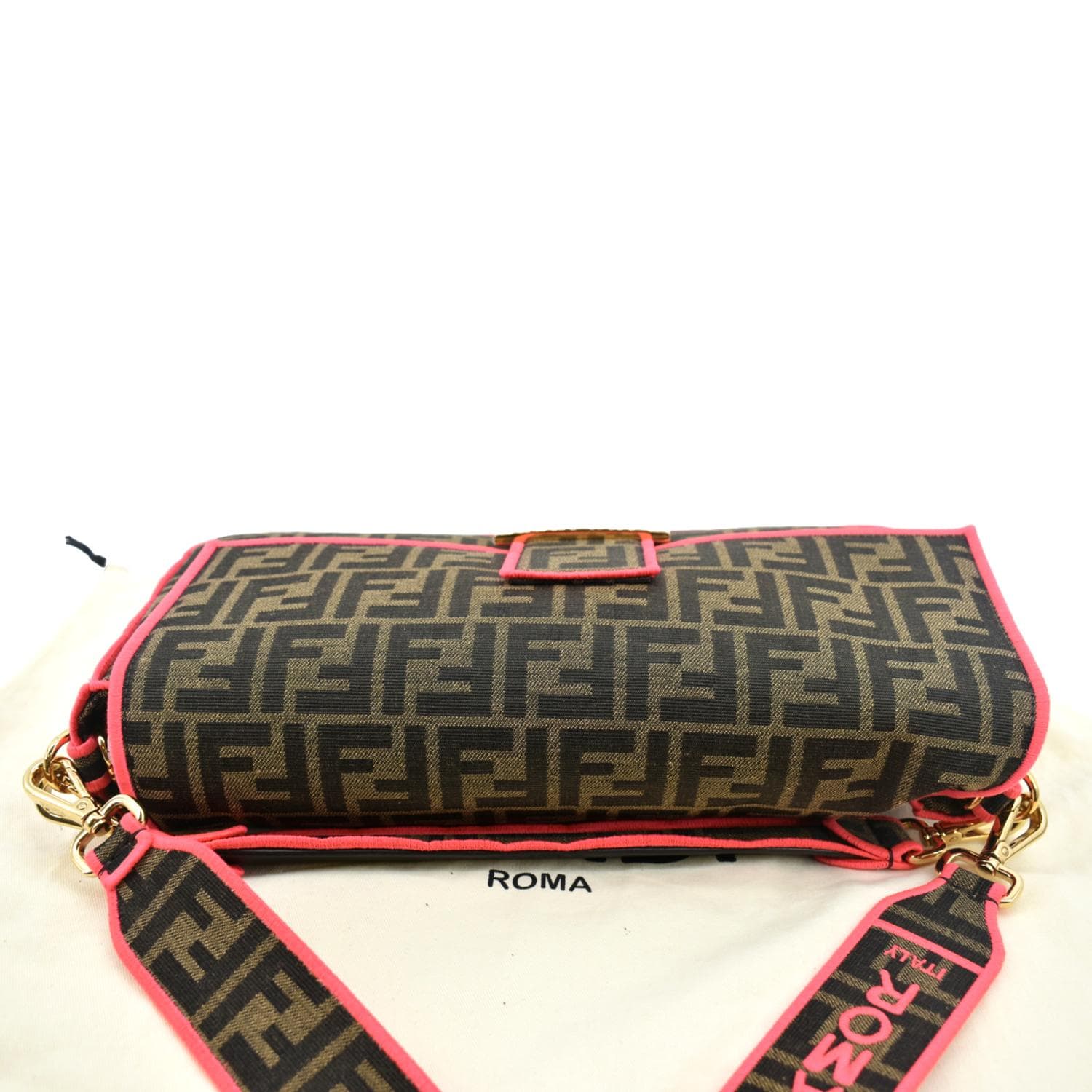 FENDI FF Roma 1974 Jacquard Canvas Shoulder Bag Pink - Hot Deals
