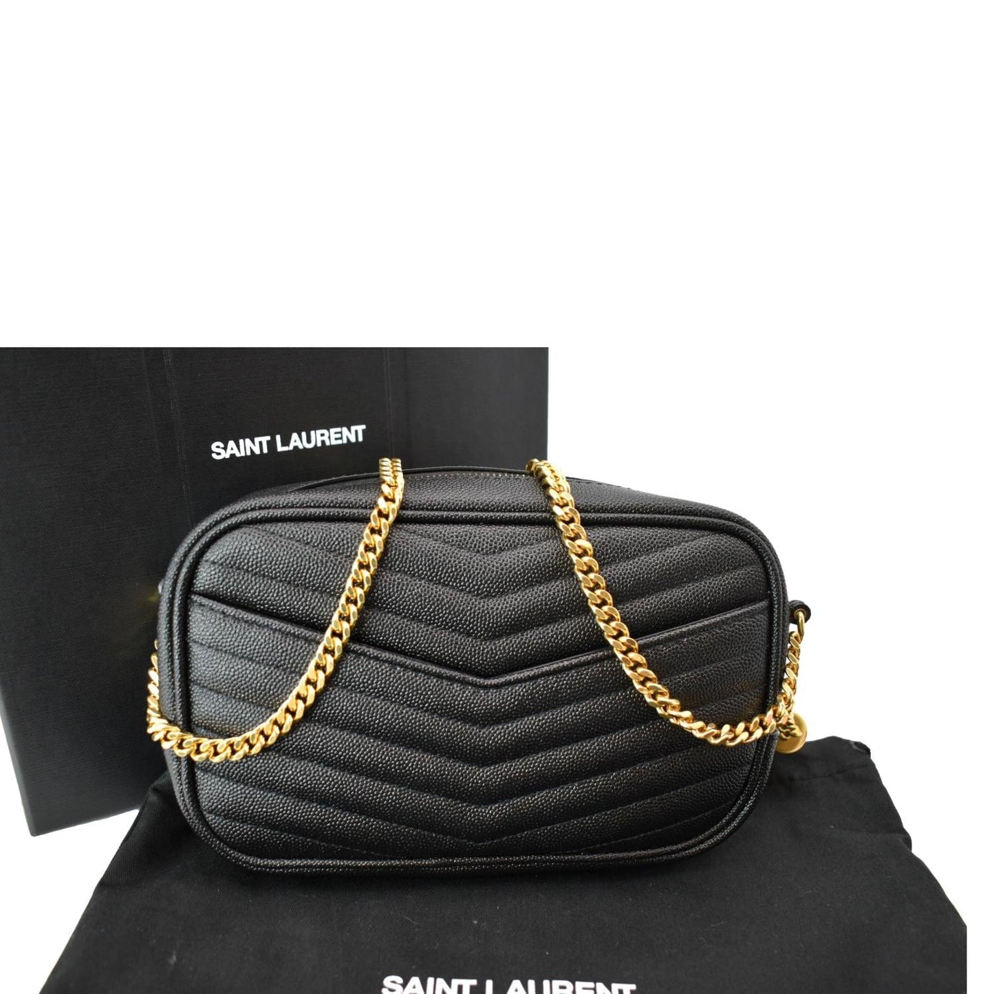SAINT LAURENT Mini Lou Leather Camera Crossbody Bag Black