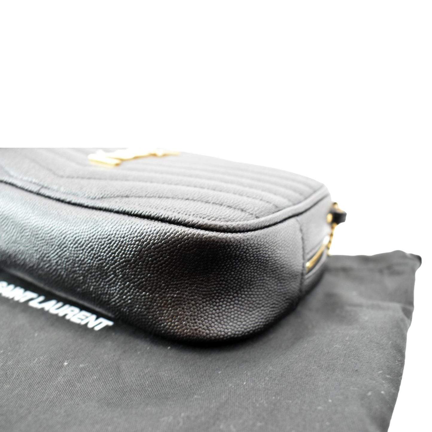 SAINT LAURENT Mini Lou Leather Camera Crossbody Bag Black