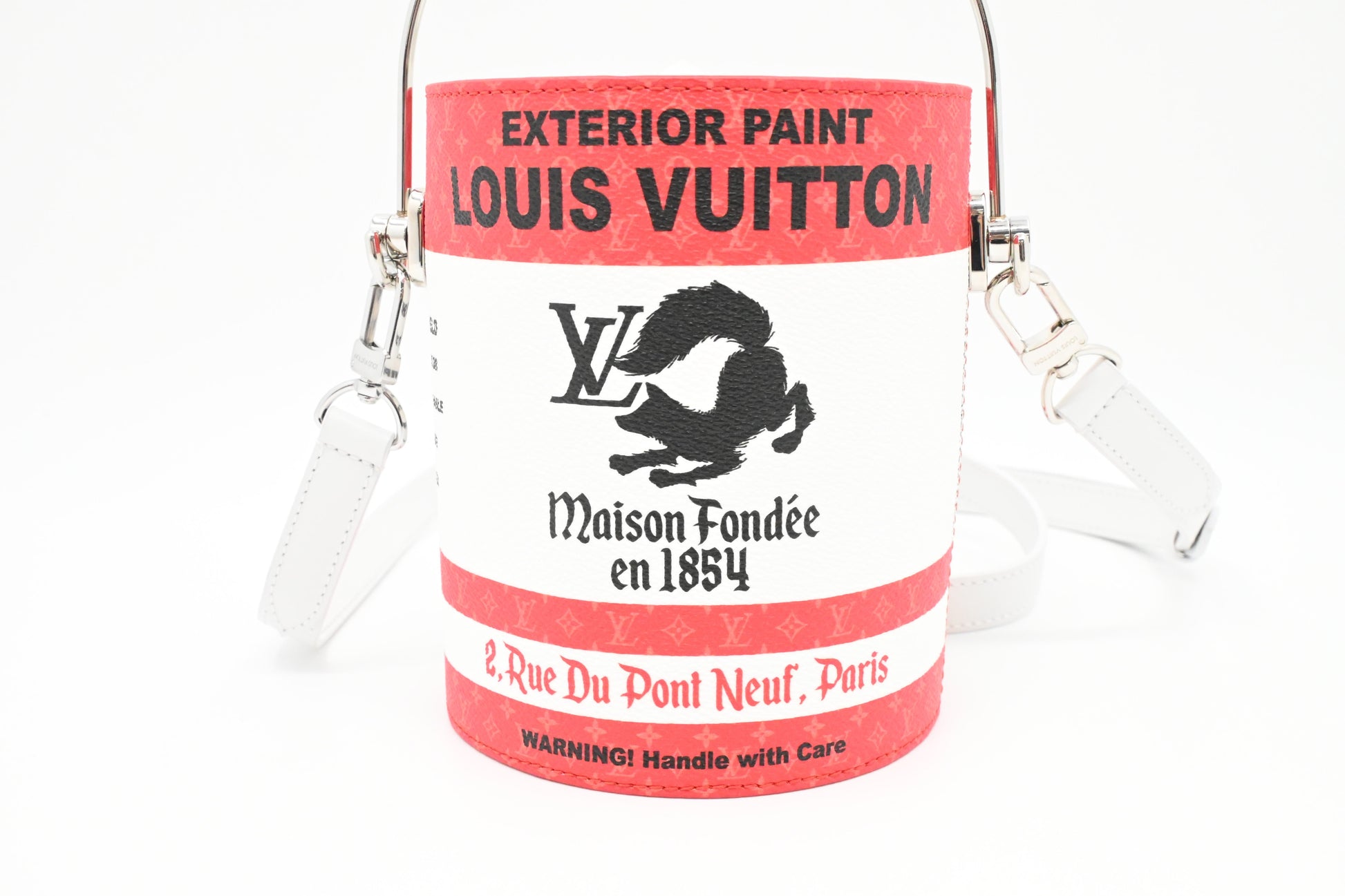 Louis Vuitton Paint Can Crossbody Bag in Red and White Canvas