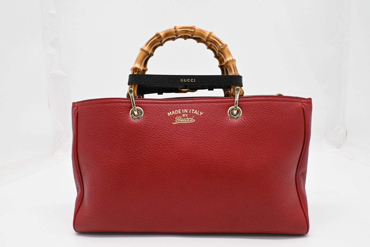 Gucci Bamboo Shopper Bag in Red Leather