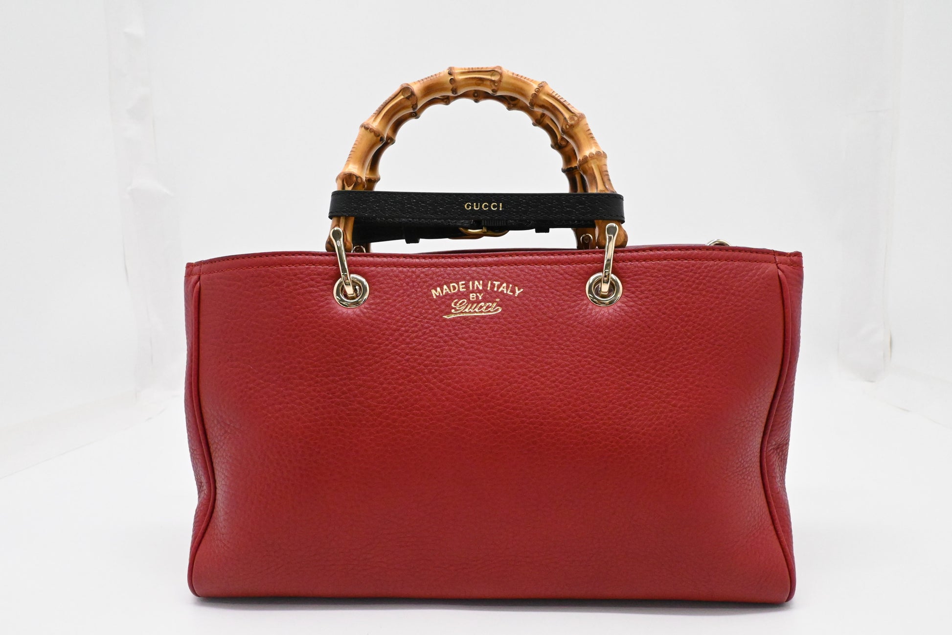 Gucci Bamboo Shopper Bag in Red Leather