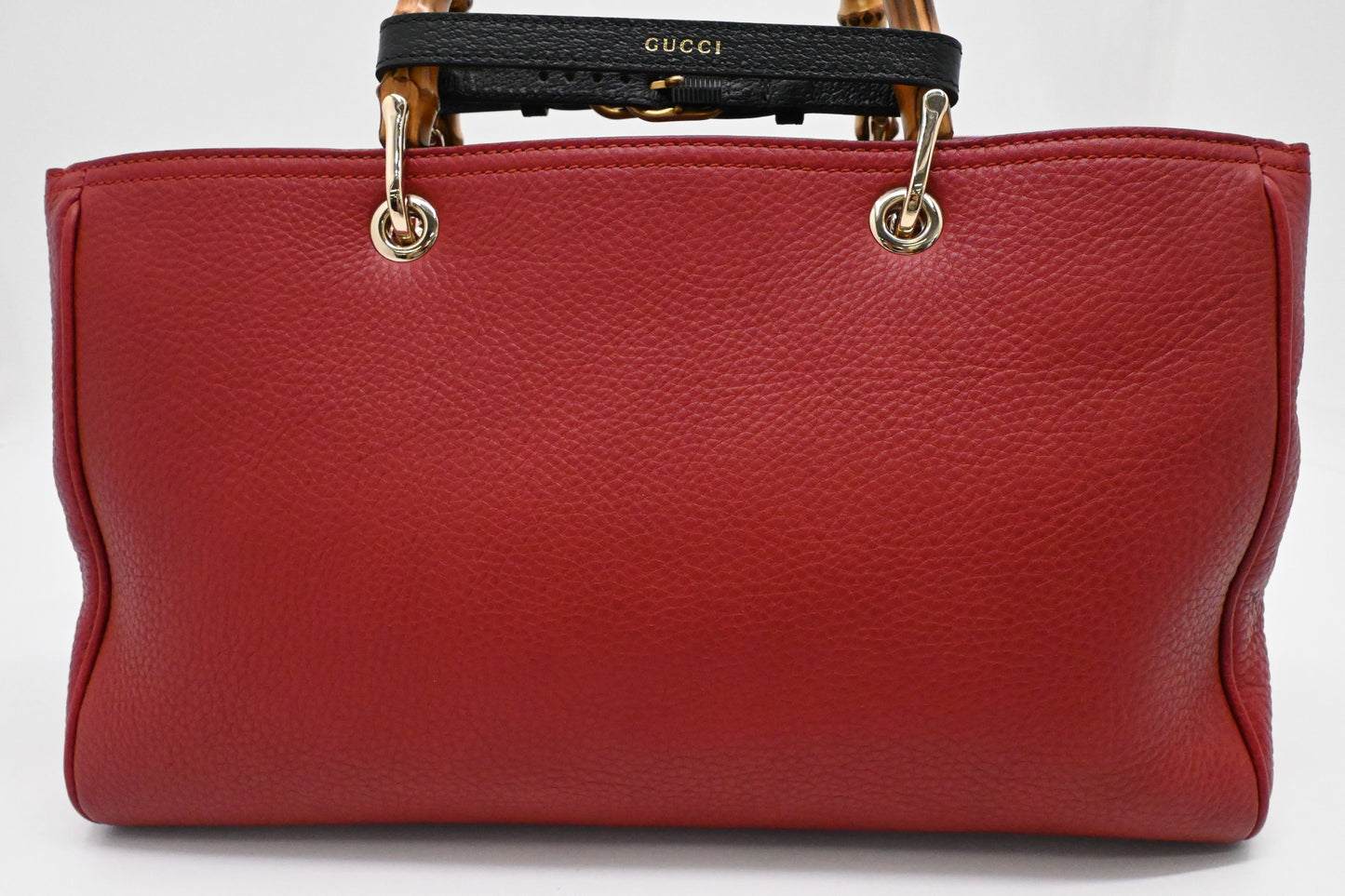 Gucci Bamboo Shopper Bag in Red Leather