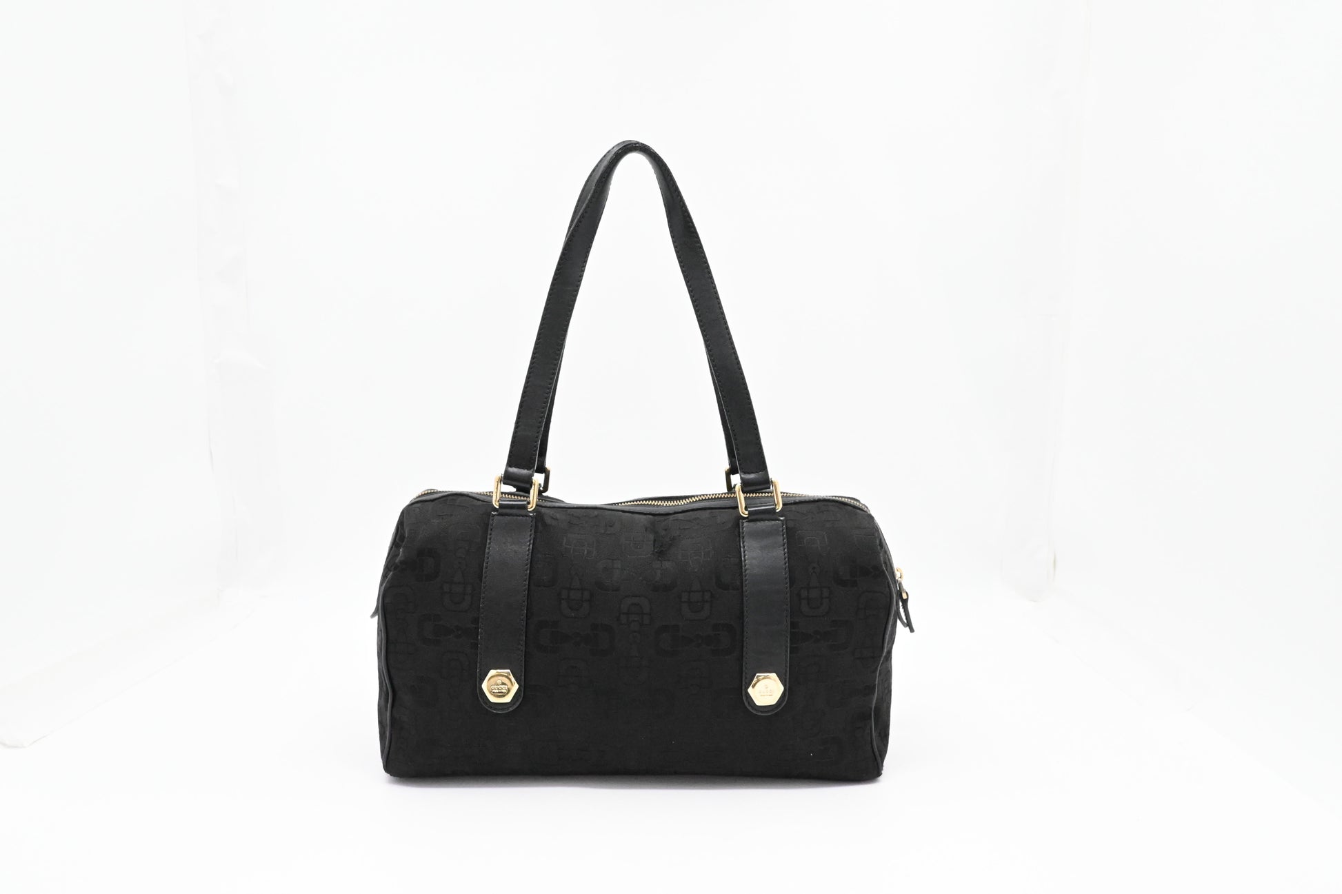 Gucci Shoulder Bag in Black Horsebit Canvas