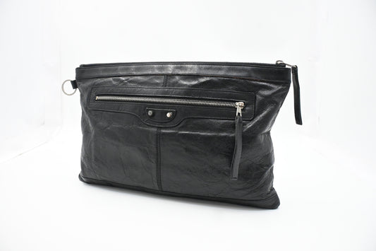 Balenciaga City Clutch in Black Leather
