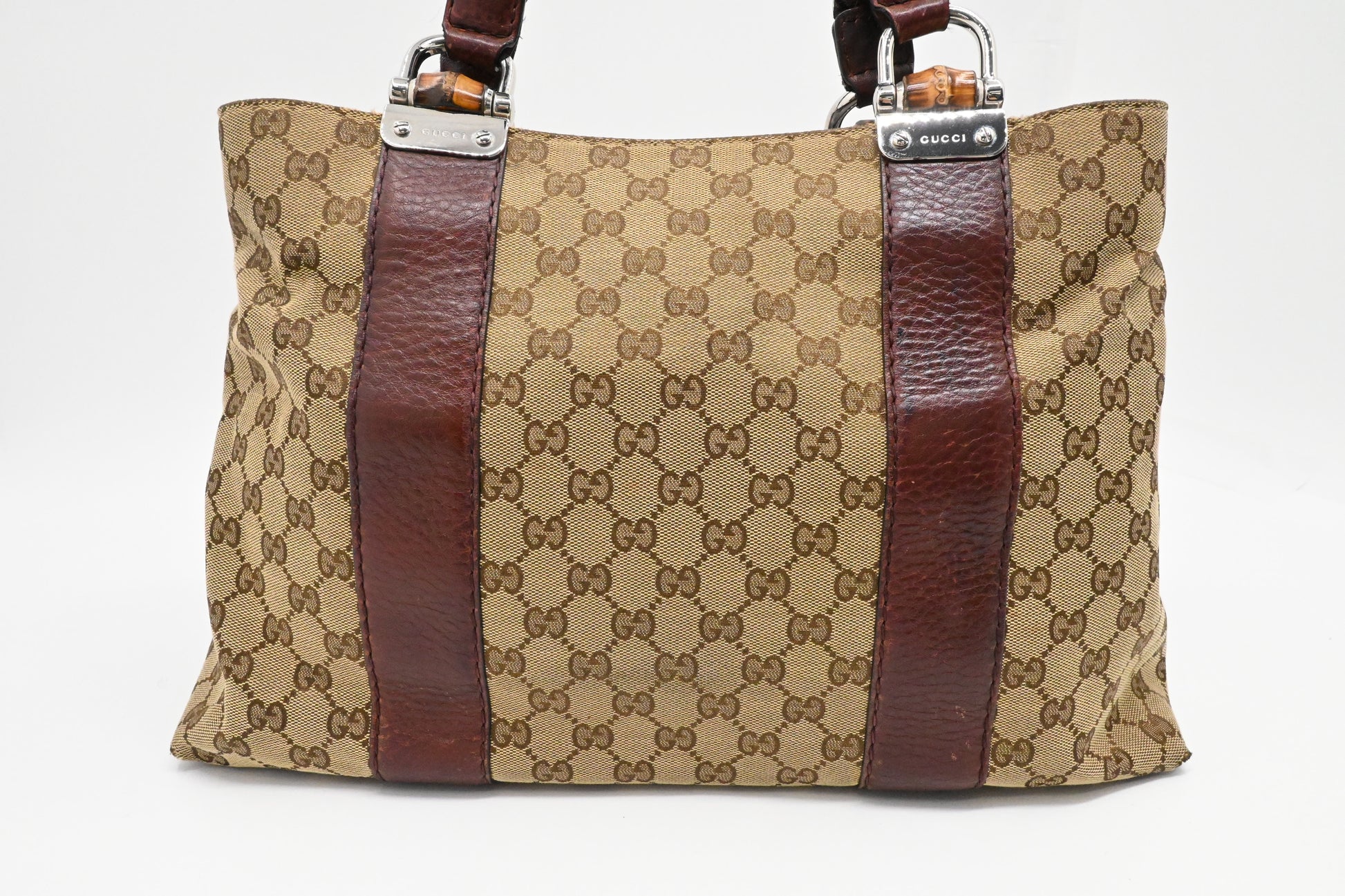 Gucci Bamboo Tote in Brown GG Canvas