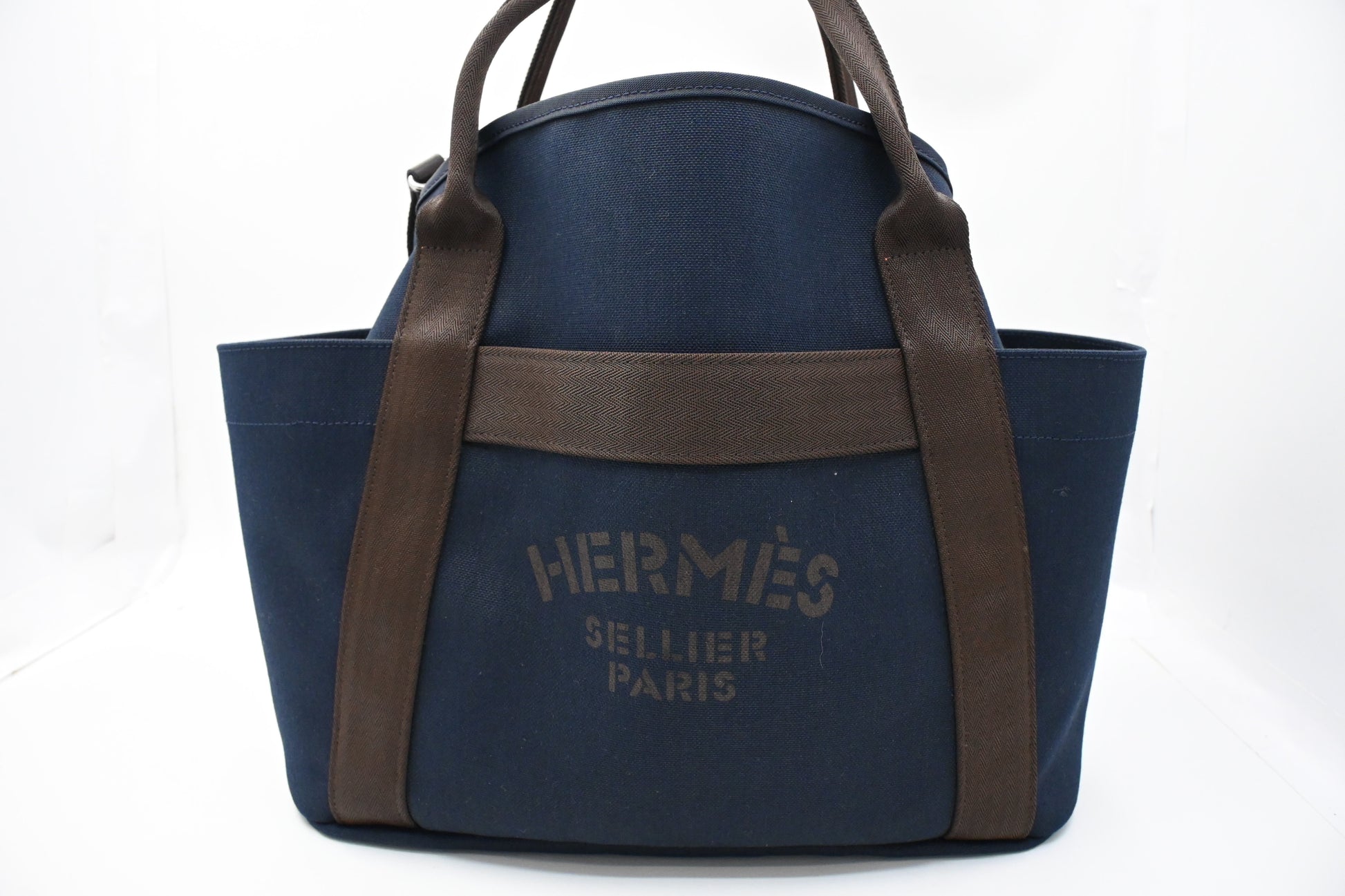 Hermes Sac de Pansage/Grooming Bag in Navy Blue Canvas