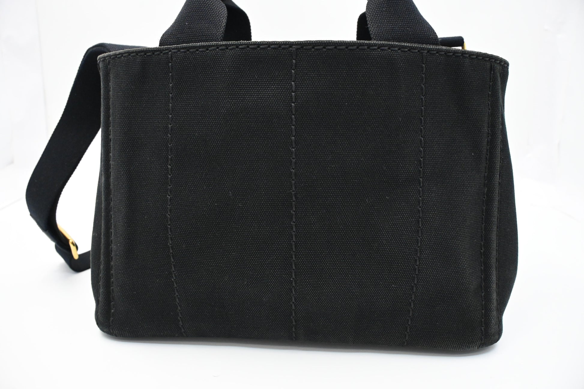 Prada Canapa Small Tote in Black Canvas