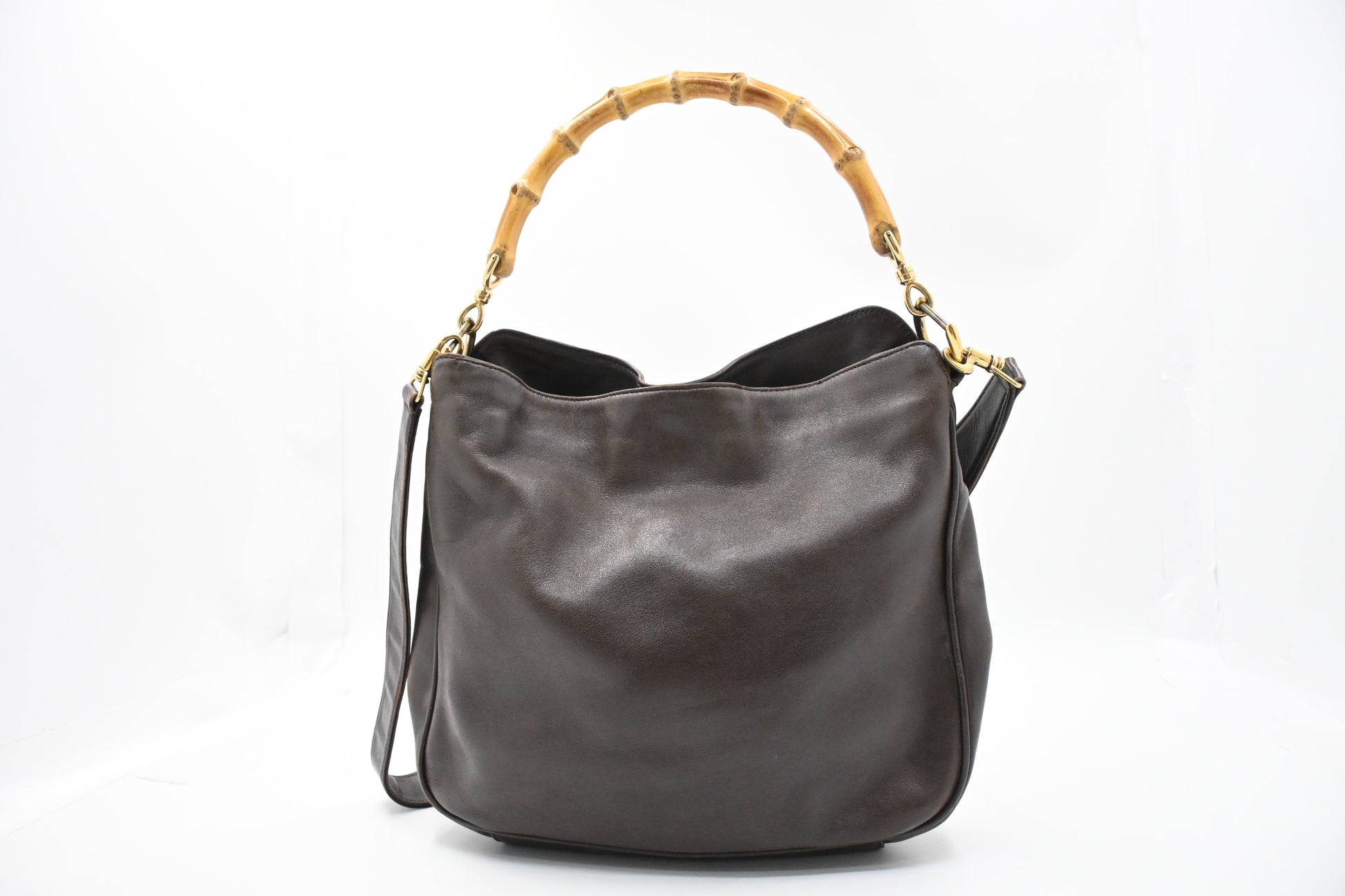 Gucci 2-Way Bamboo Tote Bag in Brown Leather