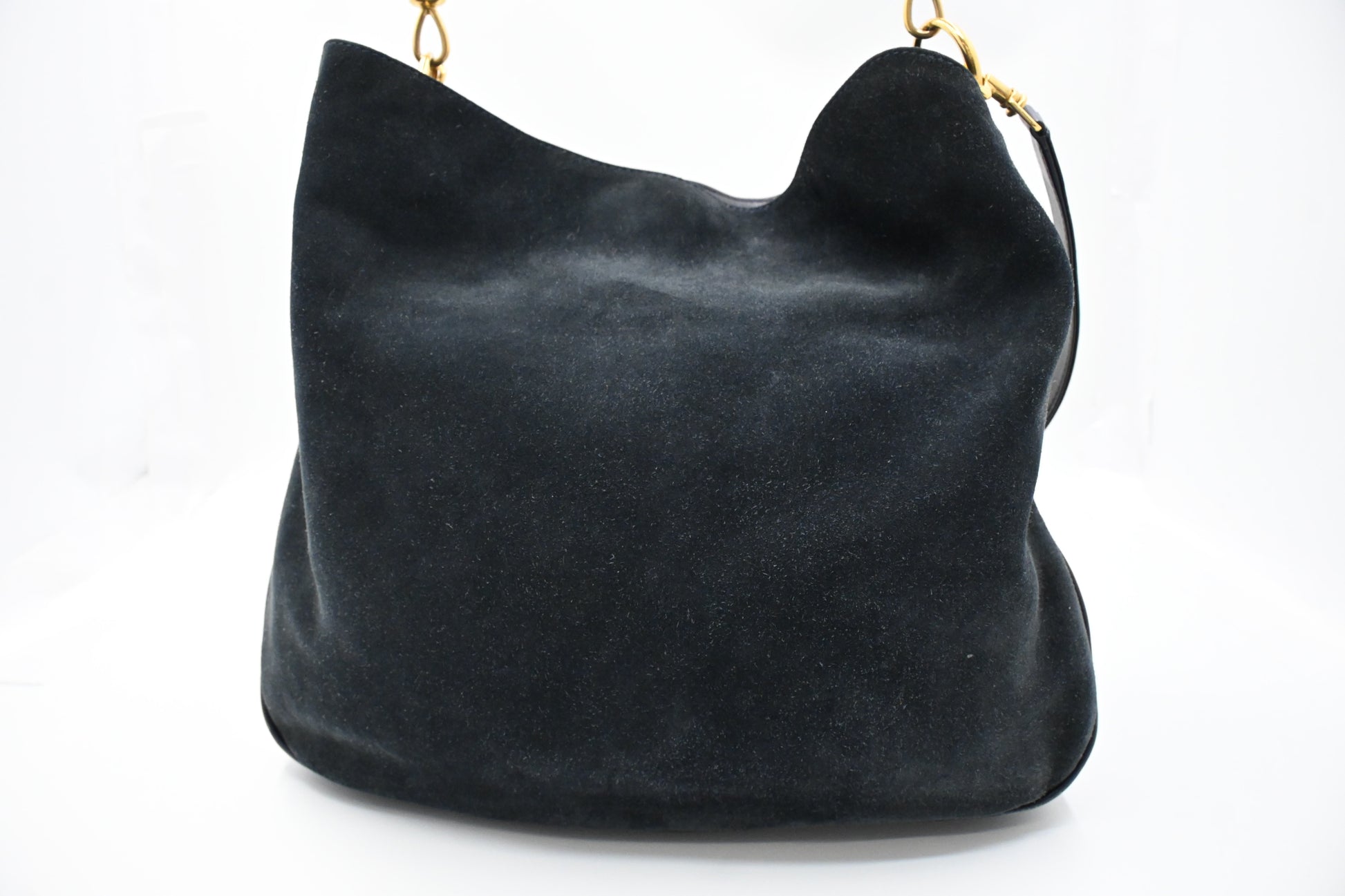 Gucci 2-Way Bamboo Tote Bag in Dark Blue Suede