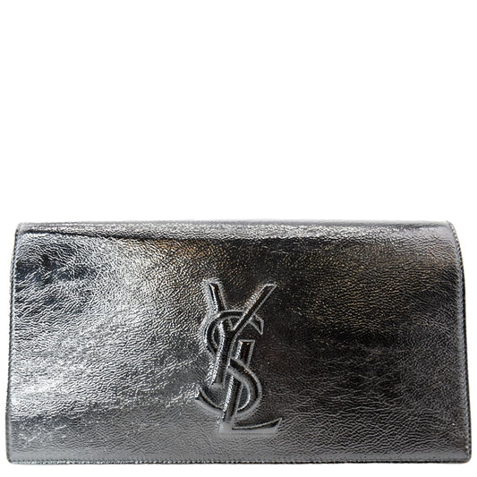 SAINT LAURENT Belle de Jour Leather Clutch Bag Black