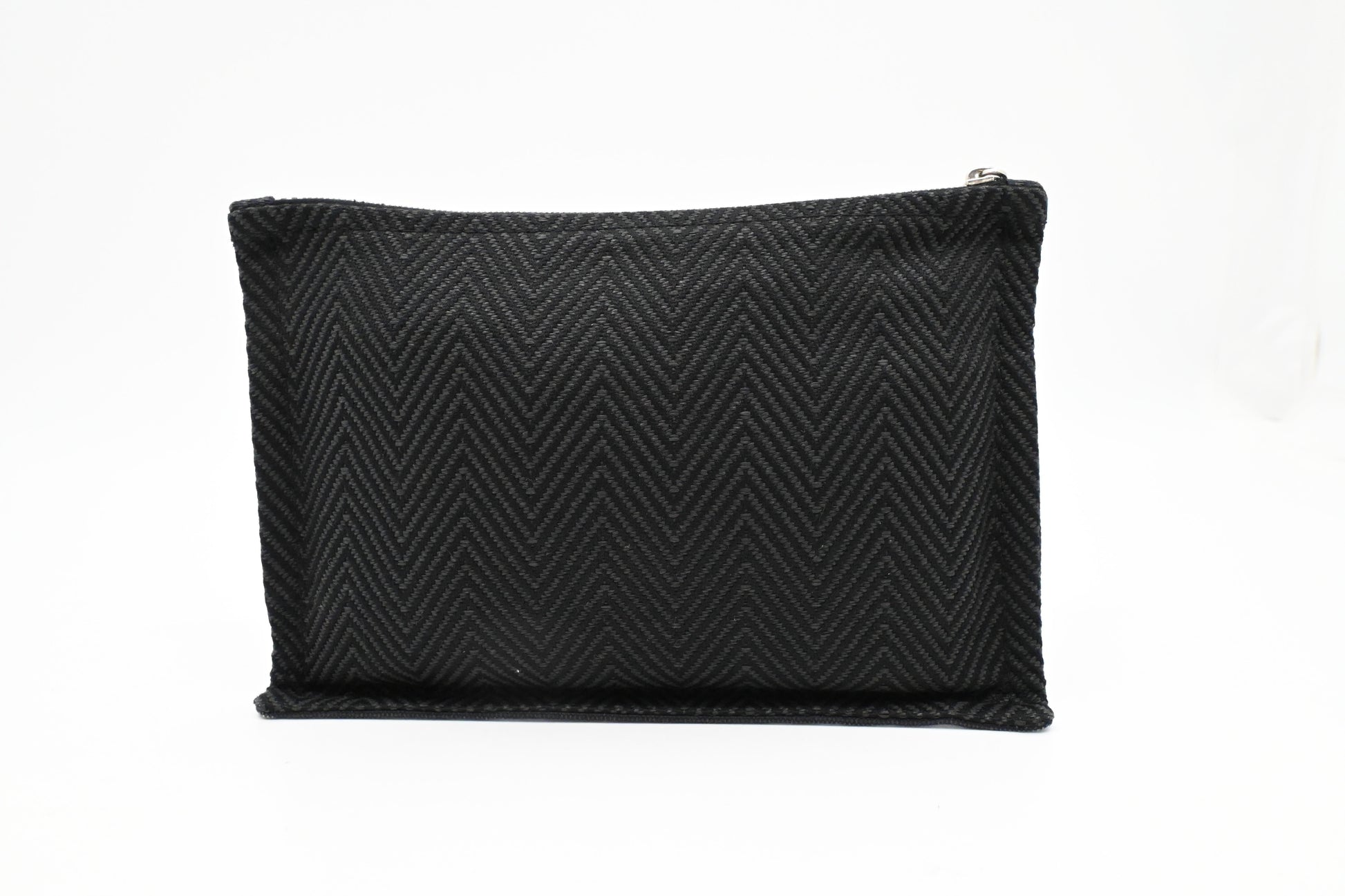 Hermes Bain Small Flat Yachting Pouch in Black Canvas