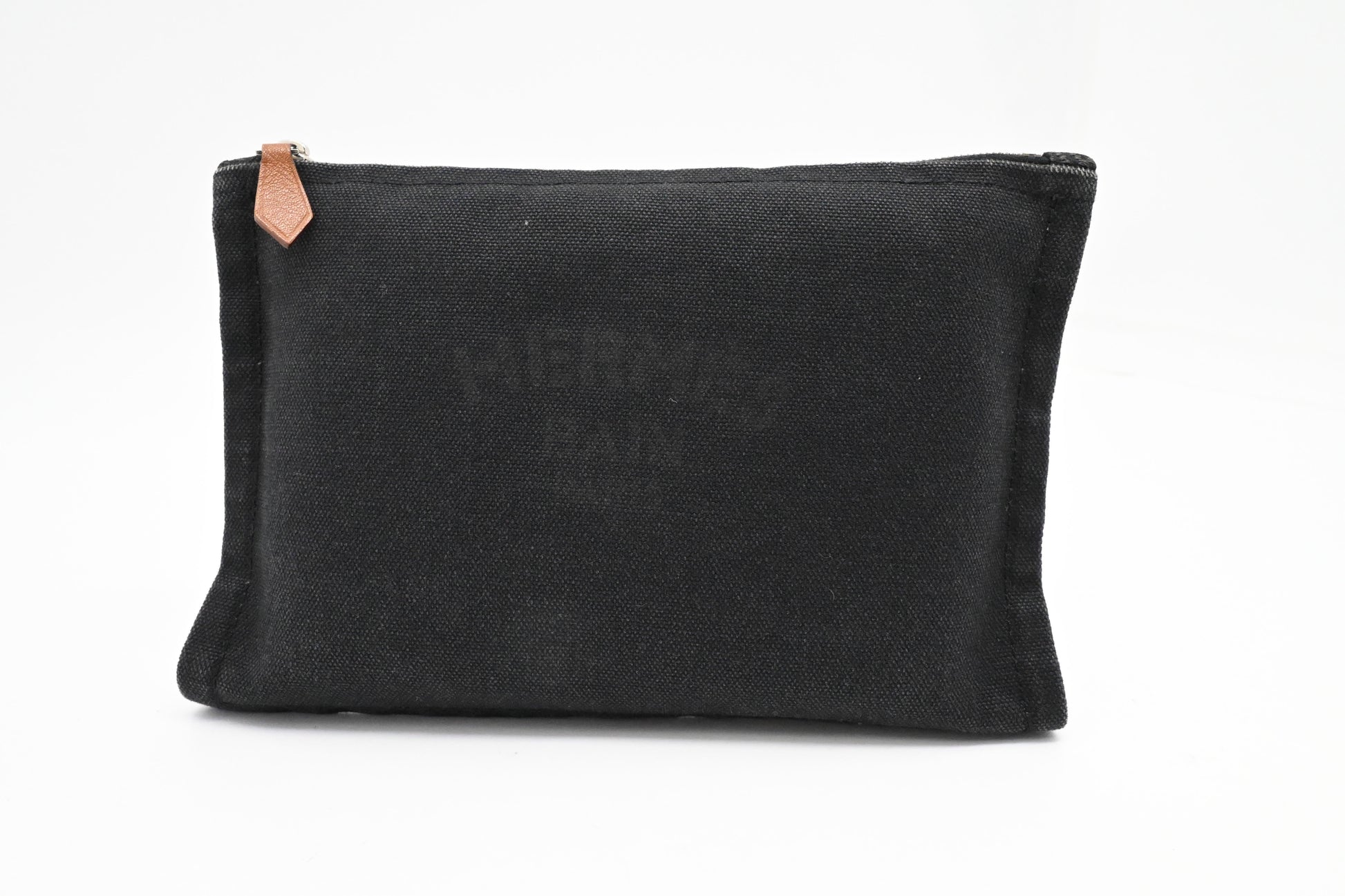 Hermes Small Bain Pouch in Black Canvas