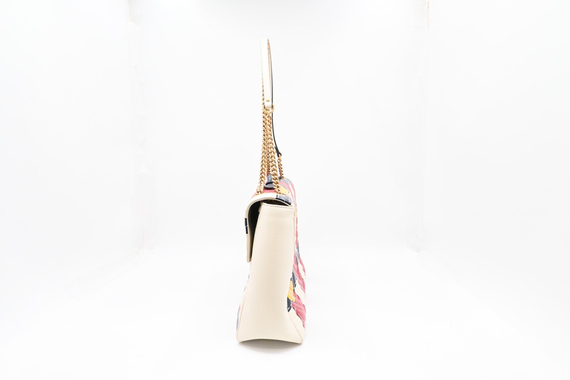Gucci Trompe L'oeil Maxi Marmont Shoulder Bag in White, Red, and Blue Leather