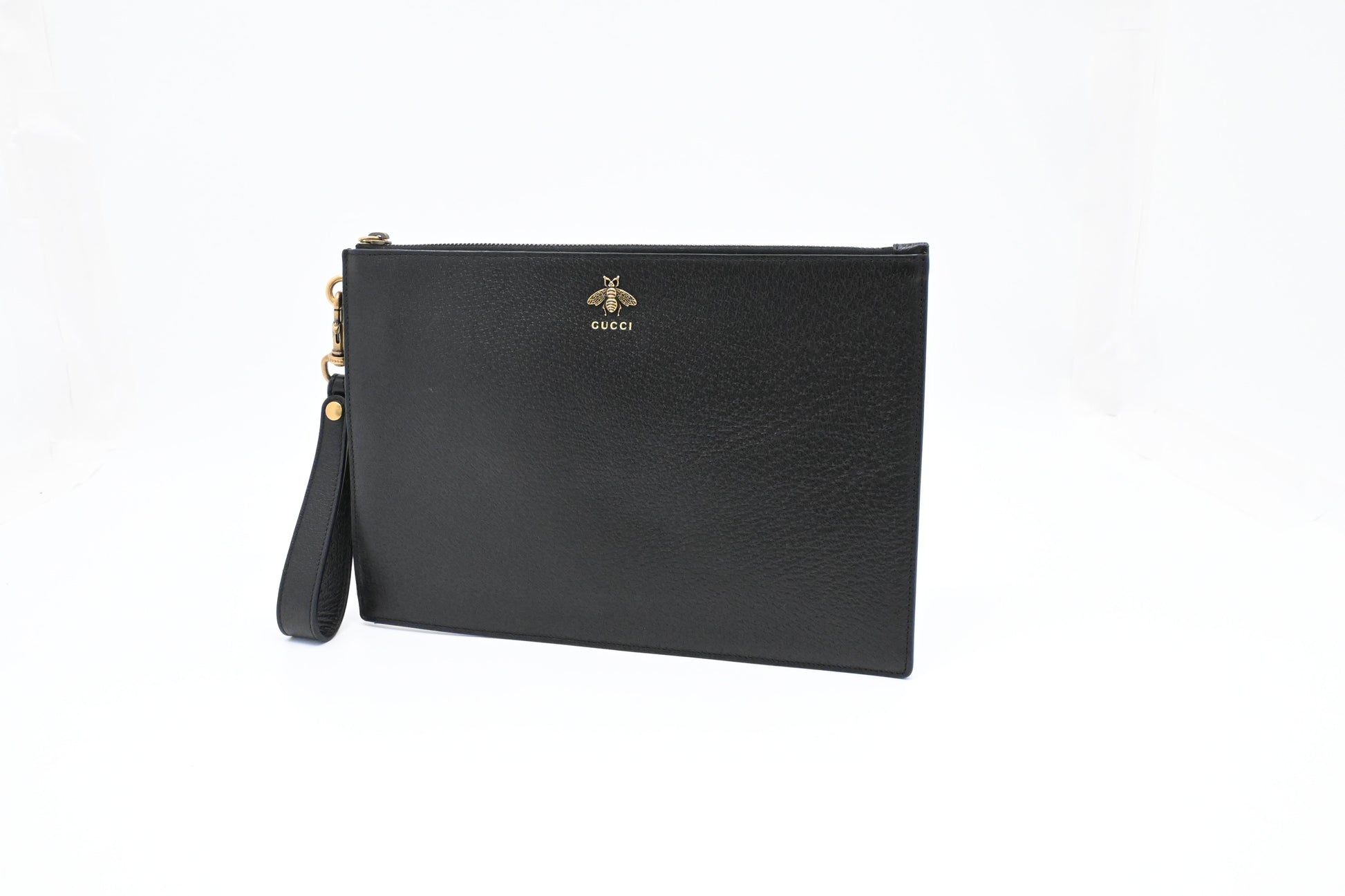 Gucci Bee Clutch in Black Leather