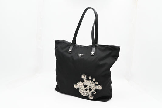 Prada Skull Tote in Black Canvas