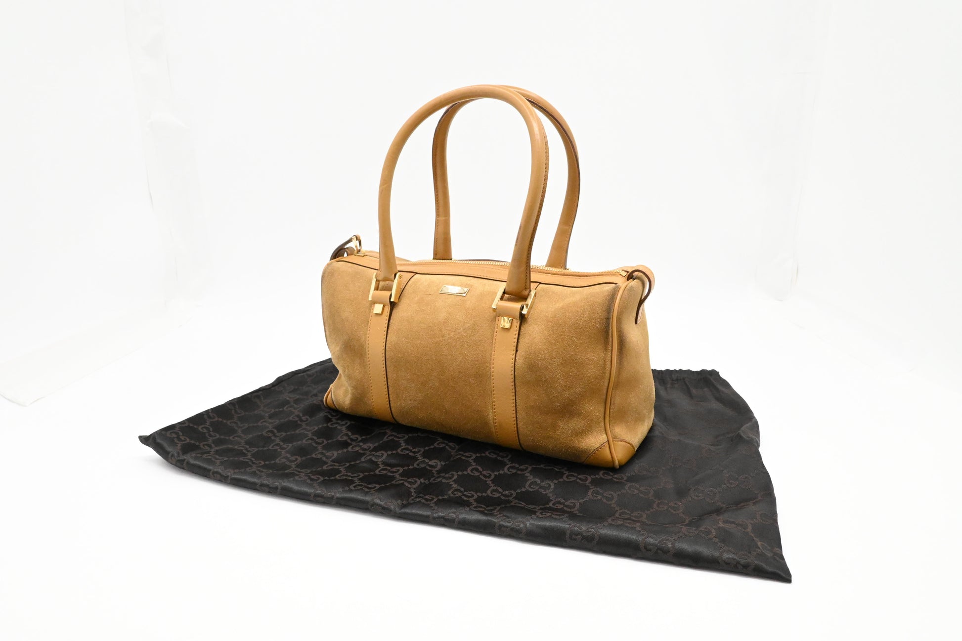 Gucci Small Boston Bag in Brown Suede