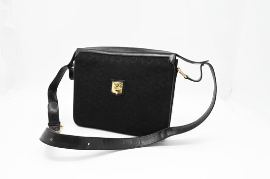 Celine Shoulder Bag in Black Canvas
