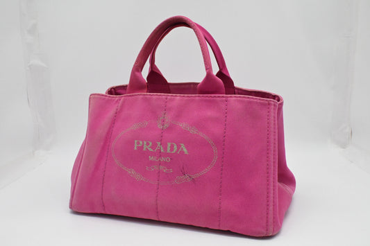 Prada Large Canapa Tote in Pink Canvas