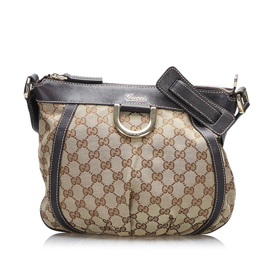 Gucci Abbey Leather Canvas Crossbody
