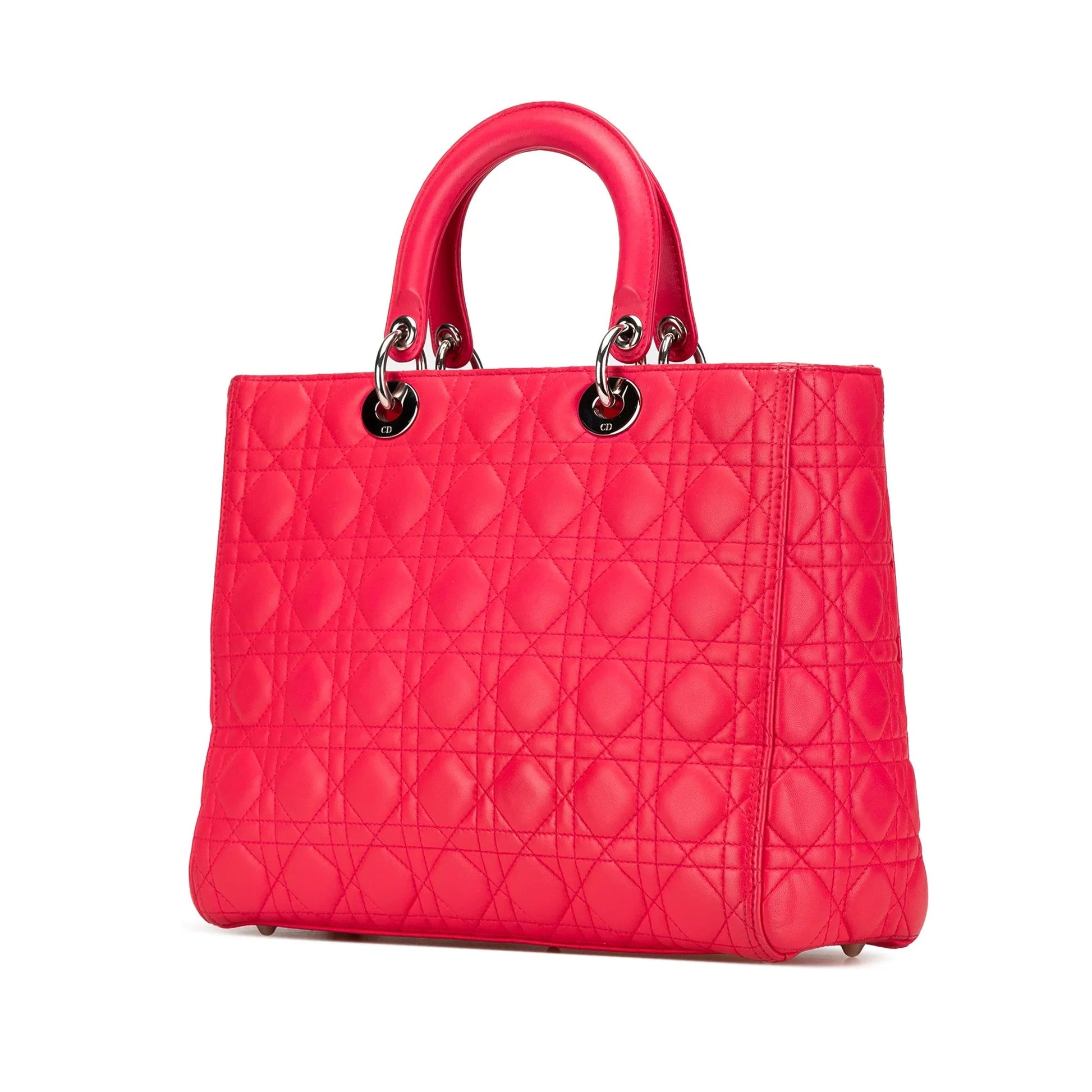 Pink Dior Large Lambskin Cannage Lady Dior Satchel