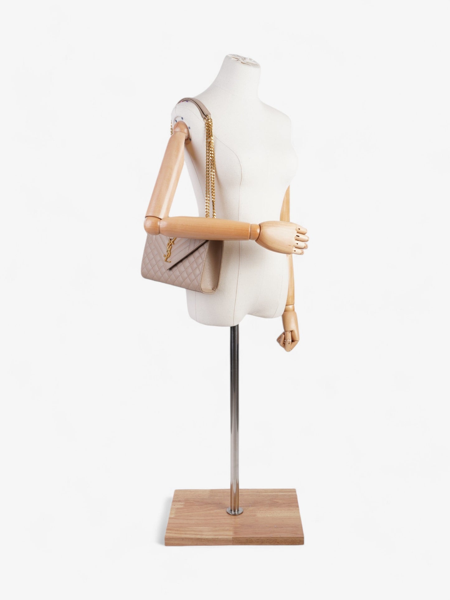 Saint Laurent Monogram Envelope Neutral Matelasse Leather