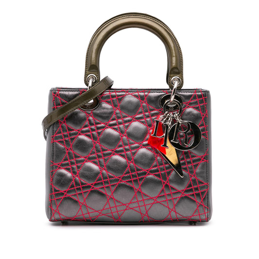 Dior Anselm Reyle Medium Metallic Lambskin Cannage Lady Dior