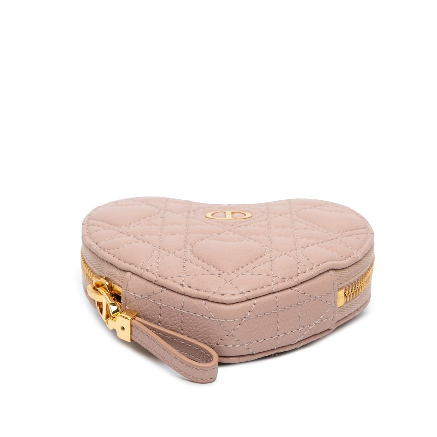 Dior Calfskin Cannage Dioramour Caro Heart Pouch With Chain