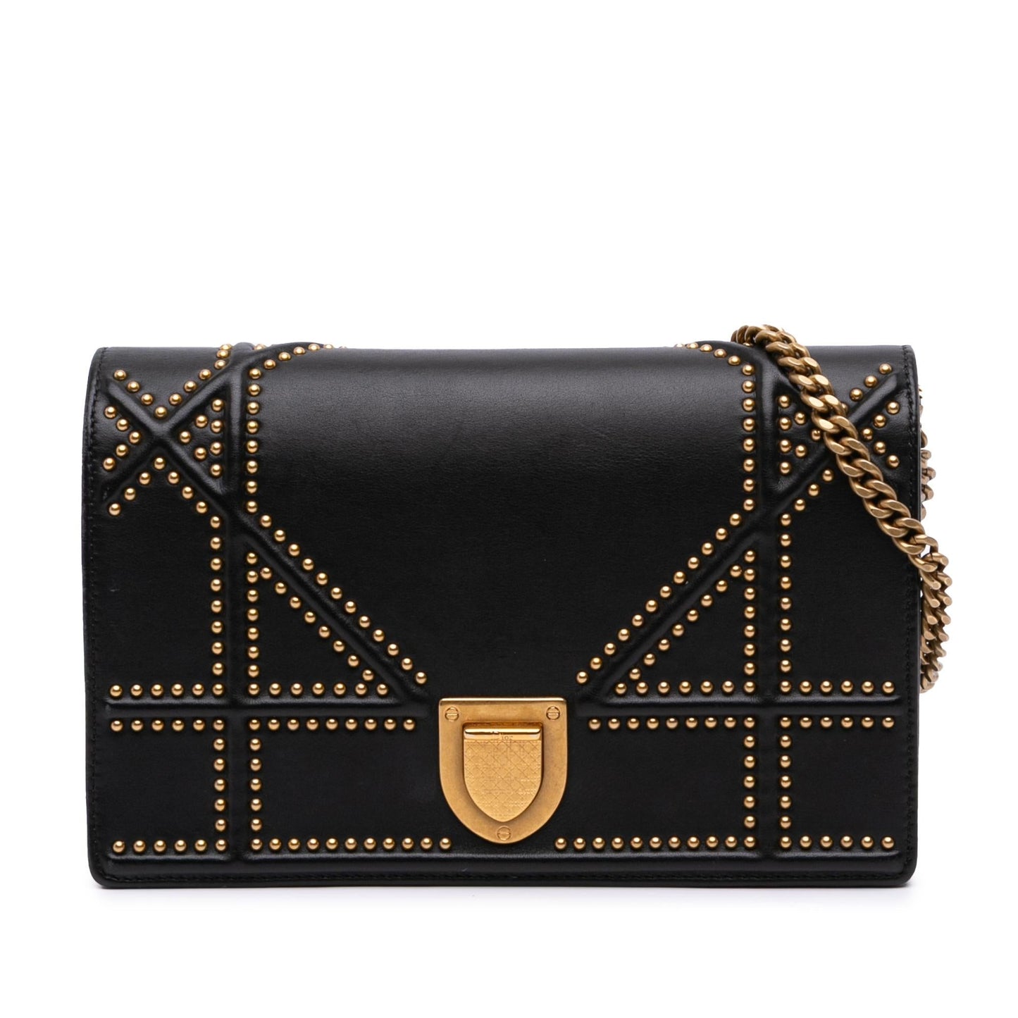 Dior Calfskin Studded Diorama Wallet on Chain