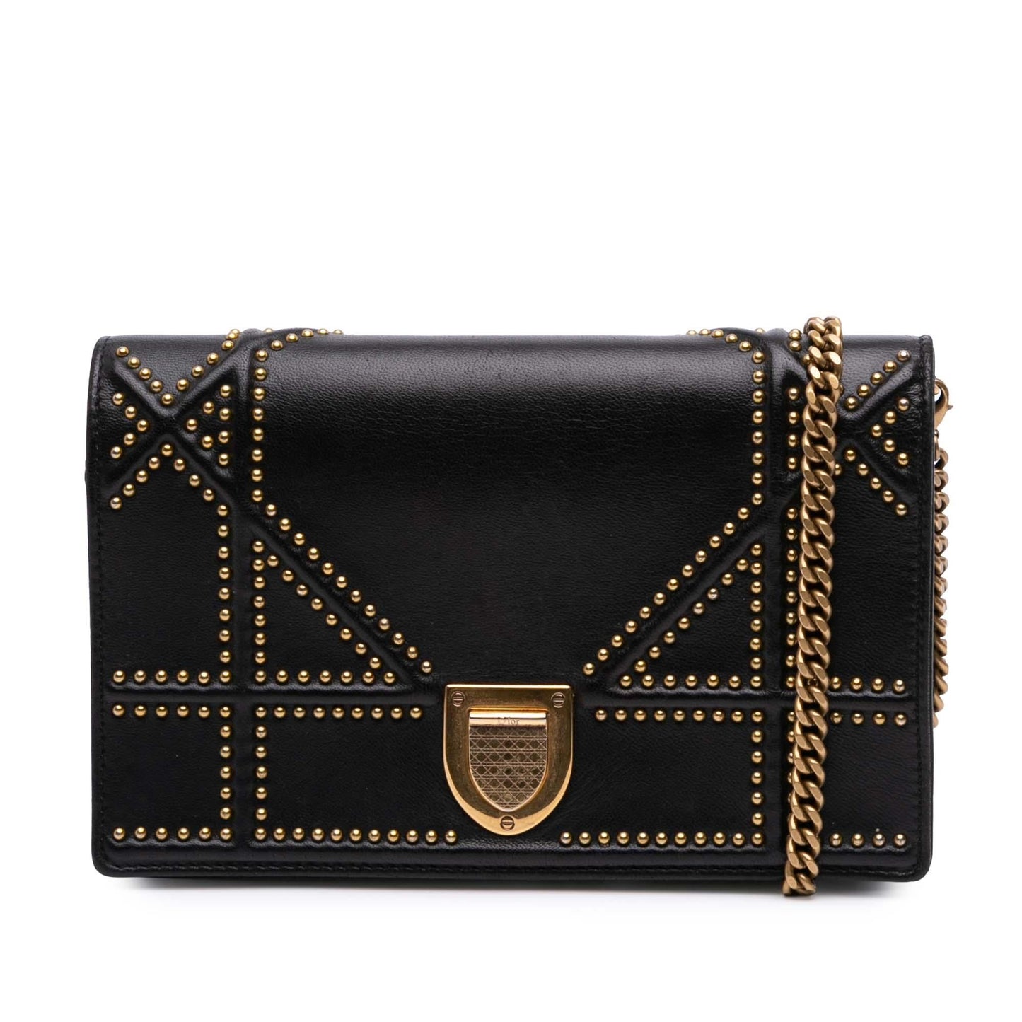 Dior Calfskin Studded Diorama Wallet on Chain