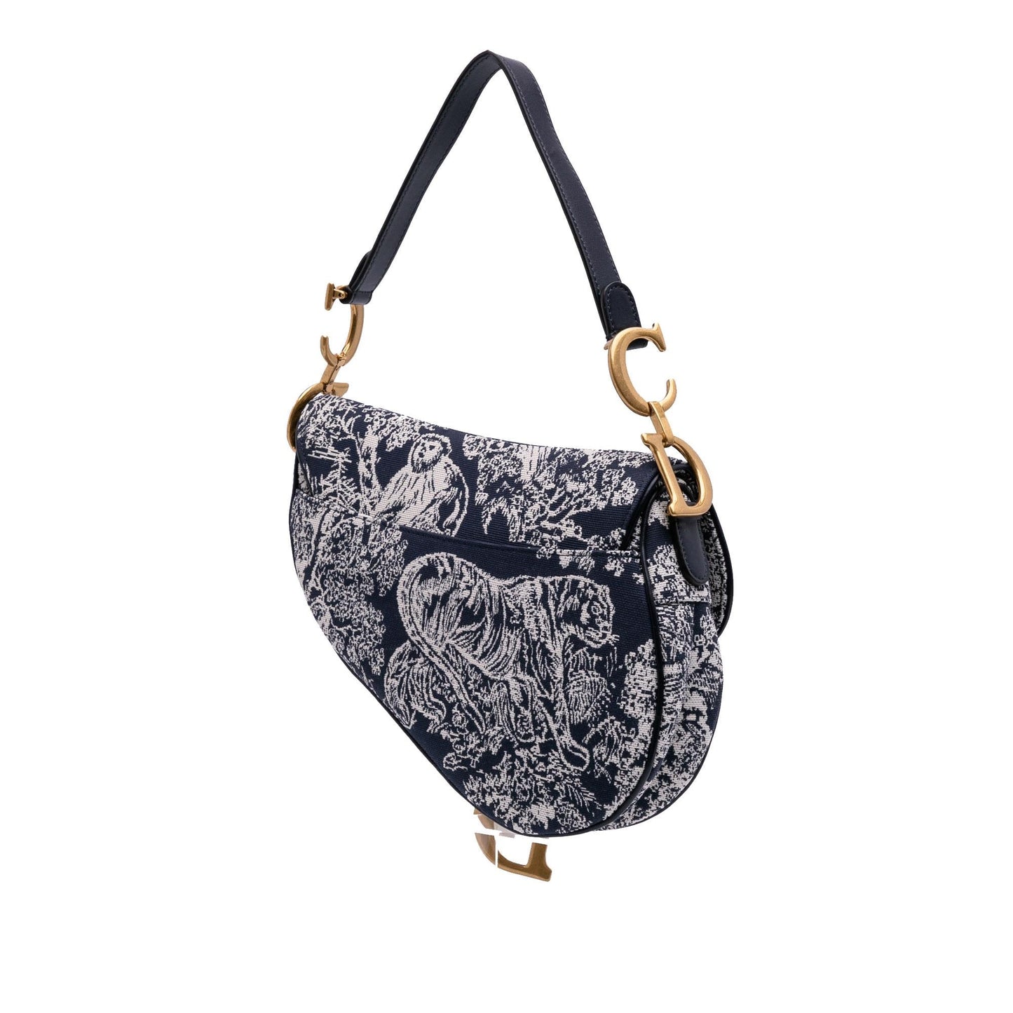Dior Canvas Reverse Embroidered Toile De Jouy Saddle Bag