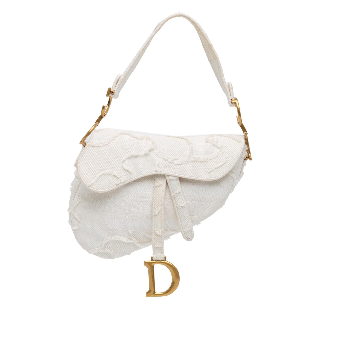 Dior Embroidered Canvas Camouflage Saddle Bag